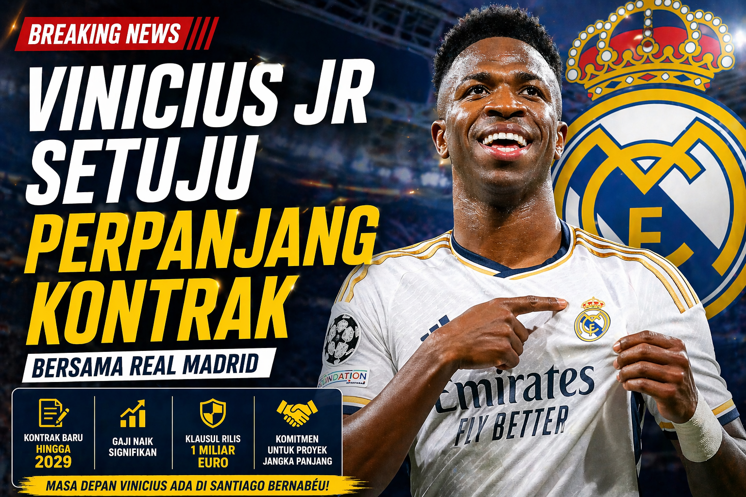 Vinicius Jr Sepakat Perpanjang Kontrak, Real Madrid Amankan Masa Depan Bintang Brasil