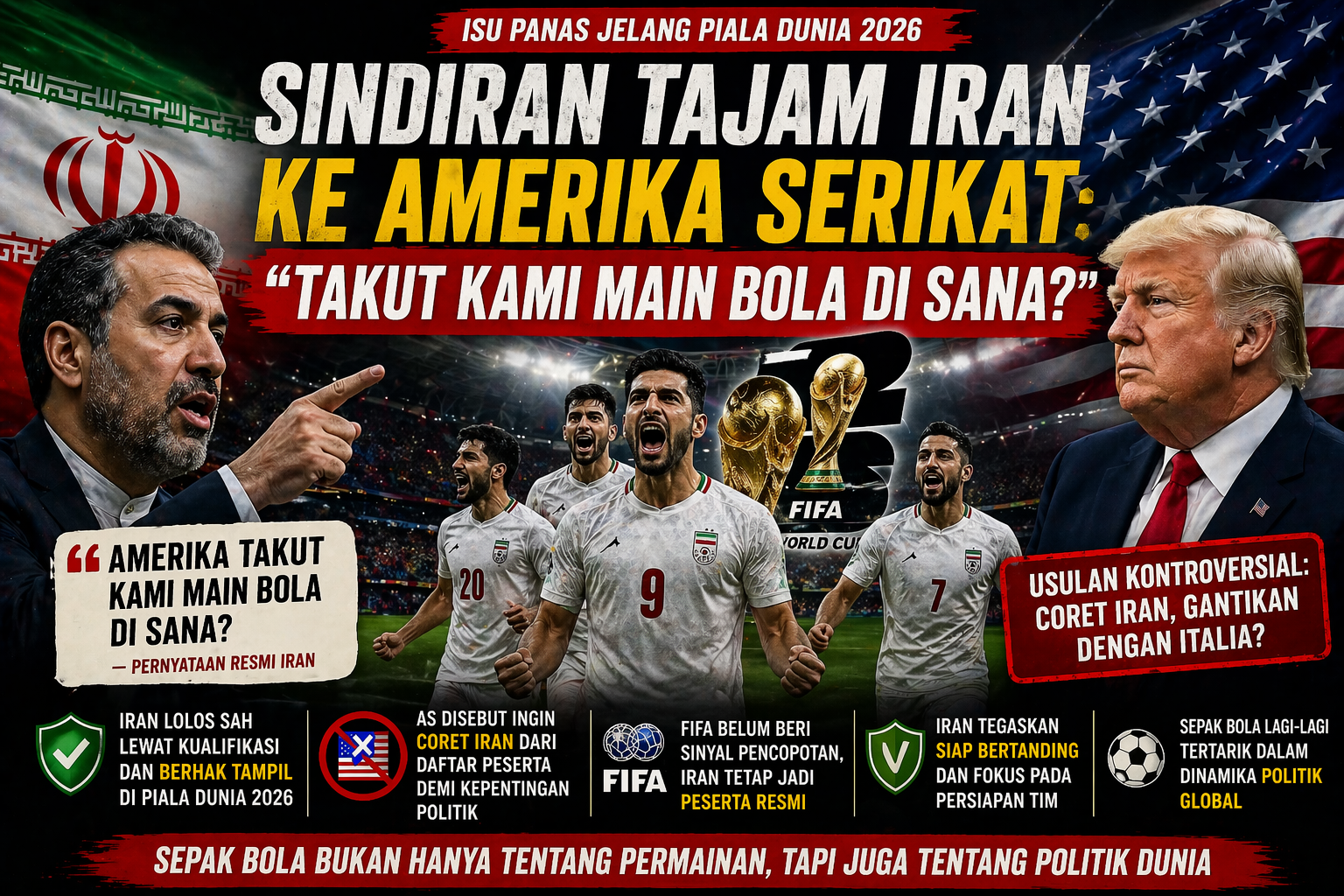Sindiran Tajam Iran ke Amerika Serikat: “Takut Kami Main Bola di Sana?”